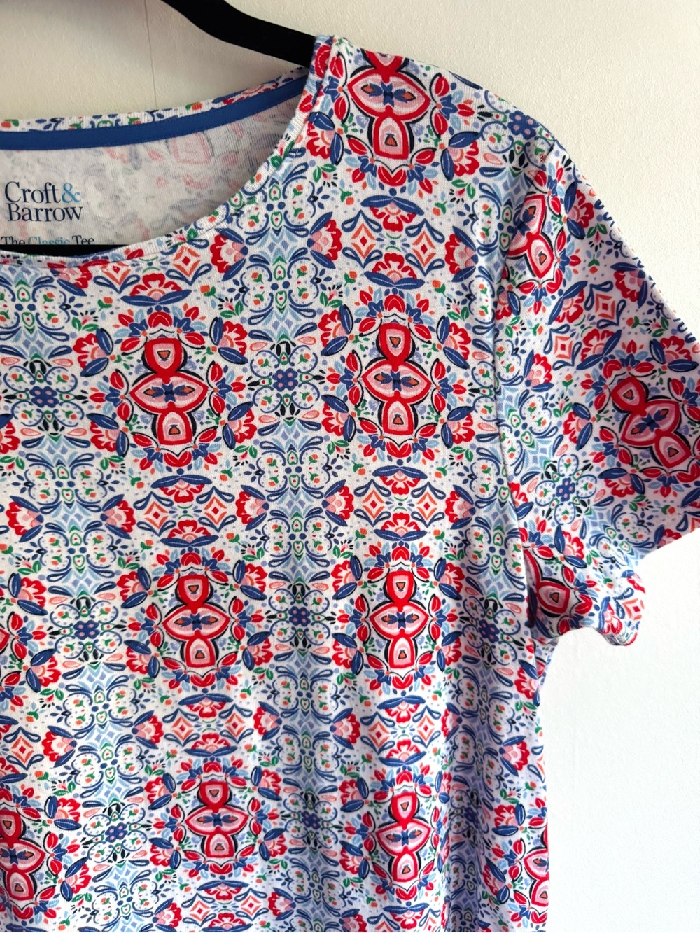 croft & barrow Red, Blue & White Geometric Short Sleeve Tee